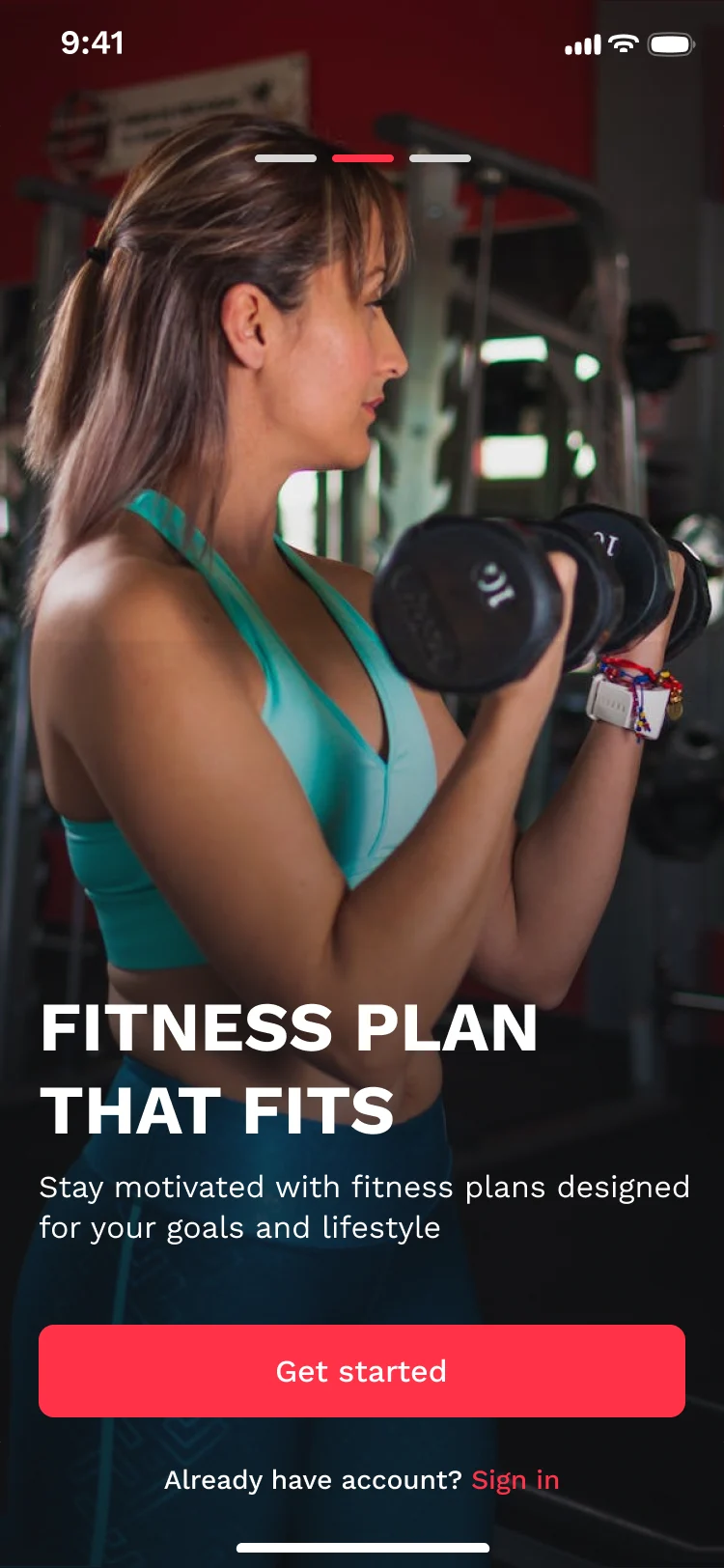 Fitness app onboarding screen